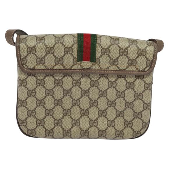 GUCCI GG Supreme Web Sherry Line Bag PVC Beige Gold 001 113 6862 Auth ep8510 - Picture 2 of 16